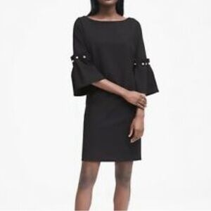 Banana Republic Black Bell Sleeves Pearl Dress 4